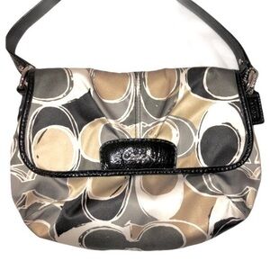 COACH sateen scarf print mini evening bag